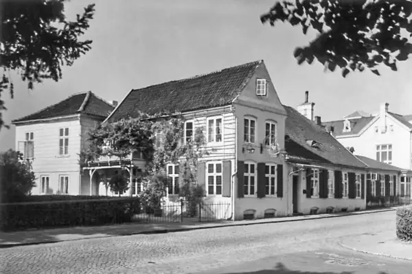Schwarz-weiß Bild des Hotel Louis C. Jacob von außen, ungefähr 1791.